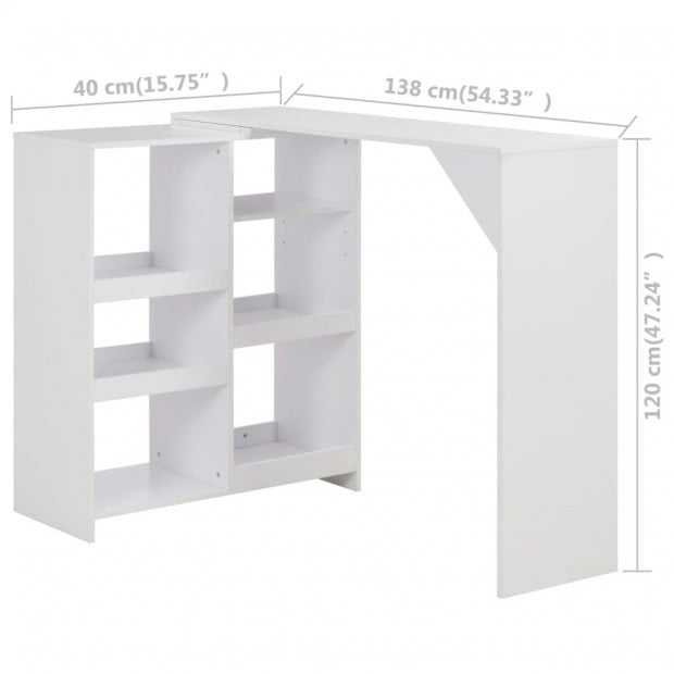 Bar Table With Moveable Shelf White 138x40x120 Cm Image 6