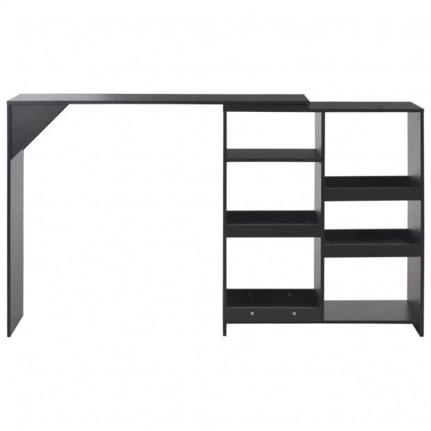Bar Table With Moveable Shelf Black 138x40x120 Cm Image 4
