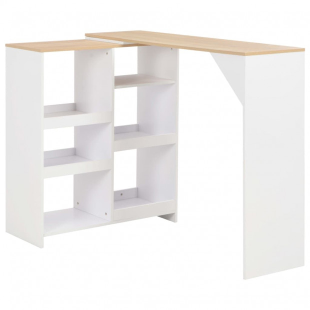 Bar Table With Moveable Shelf White 138x40x120 Cm