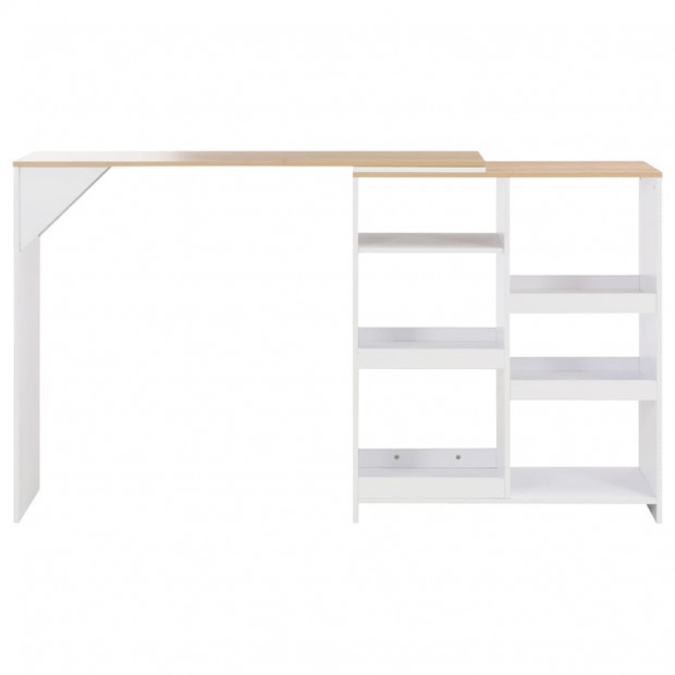 Bar Table With Moveable Shelf White 138x40x120 Cm Image 4