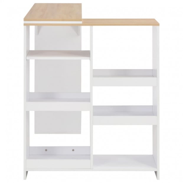 Bar Table With Moveable Shelf White 138x40x120 Cm Image 5