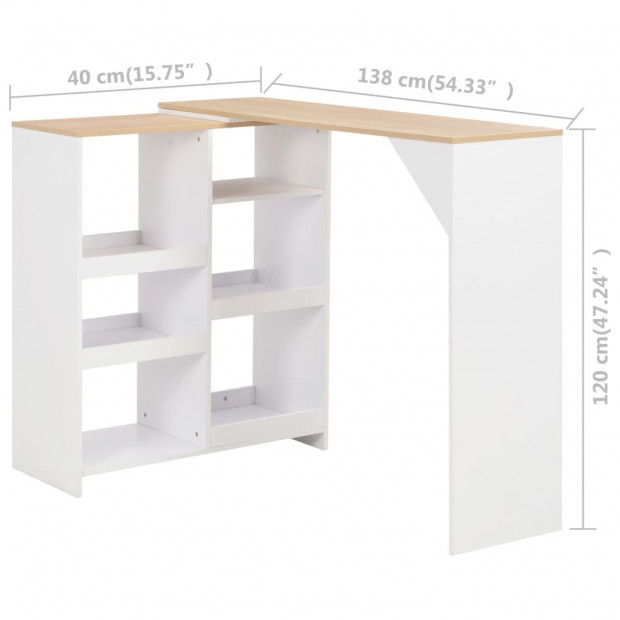Bar Table With Moveable Shelf White 138x40x120 Cm Image 6