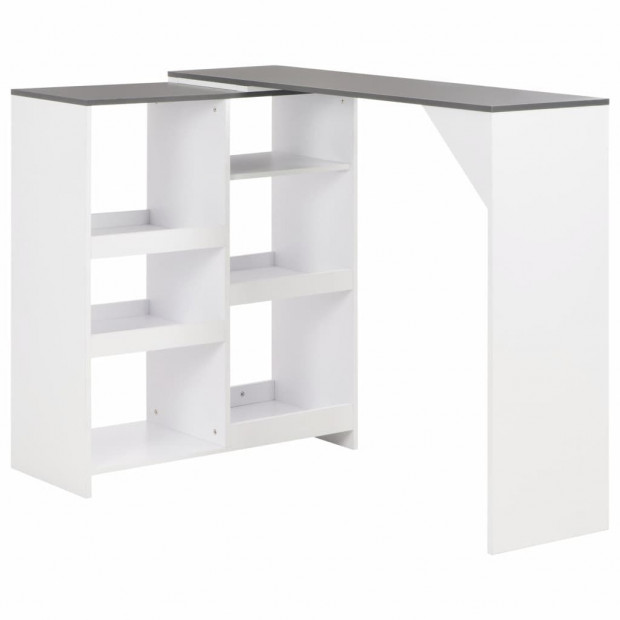 Bar Table With Moveable Shelf White 138x40x120 Cm