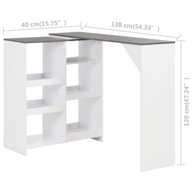 Bar Table With Moveable Shelf White 138x40x120 Cm Image 6