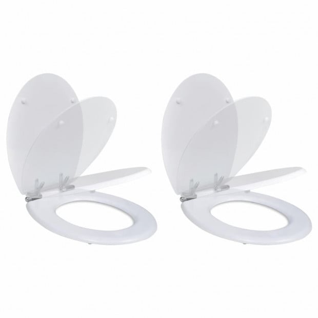 Toilet Seats With Soft Close Lids 2 Pcs Mdf White