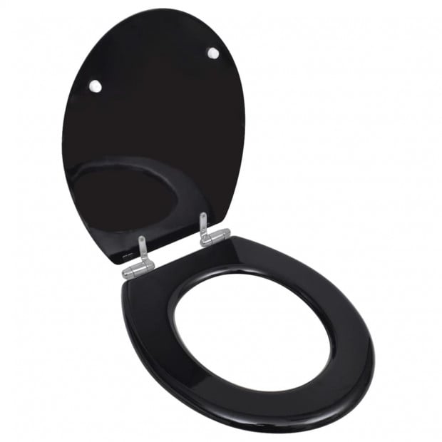 Toilet Seats With Soft Close Lids 2 Pcs Mdf Black Image 2
