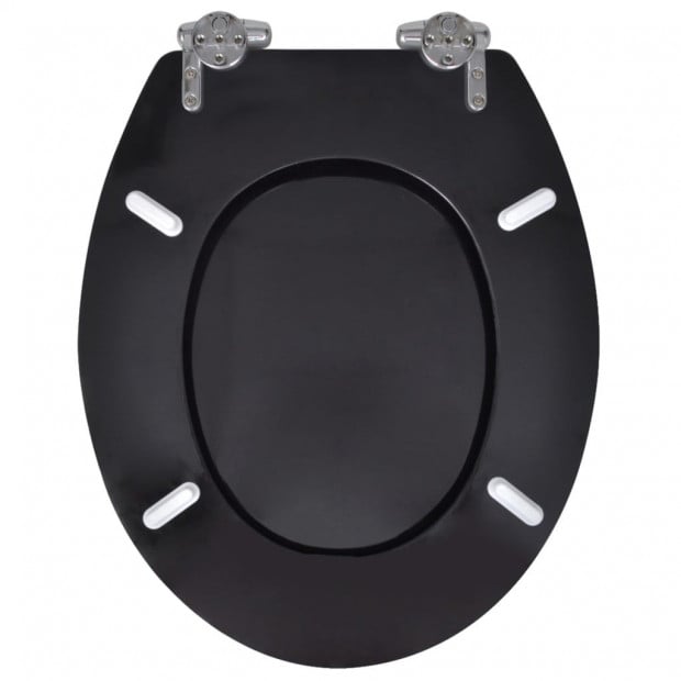 Toilet Seats With Soft Close Lids 2 Pcs Mdf Black Image 5
