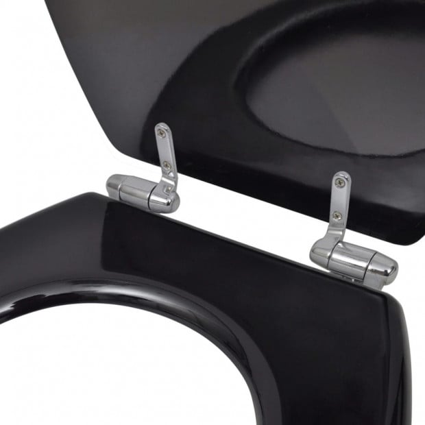 Toilet Seats With Soft Close Lids 2 Pcs Mdf Black Image 6