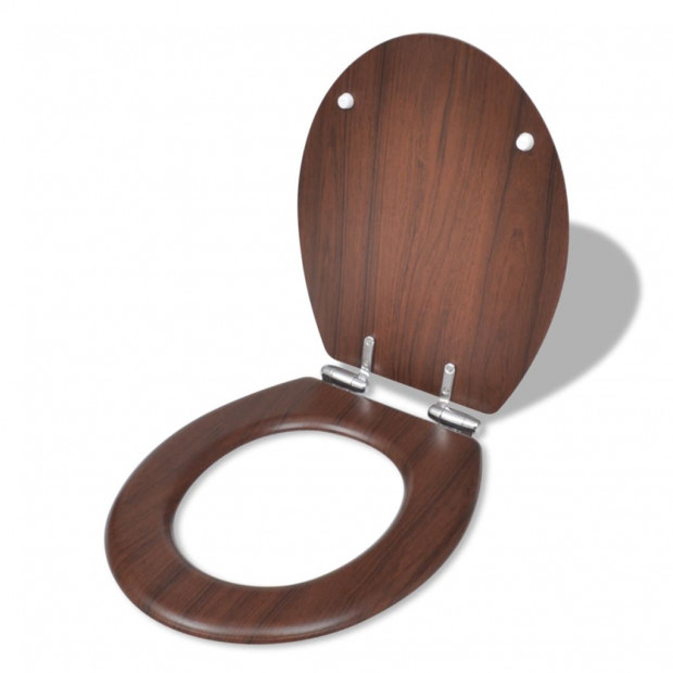 Toilet Seats With Soft Close Lids 2 Pcs Mdf Brown Image 2