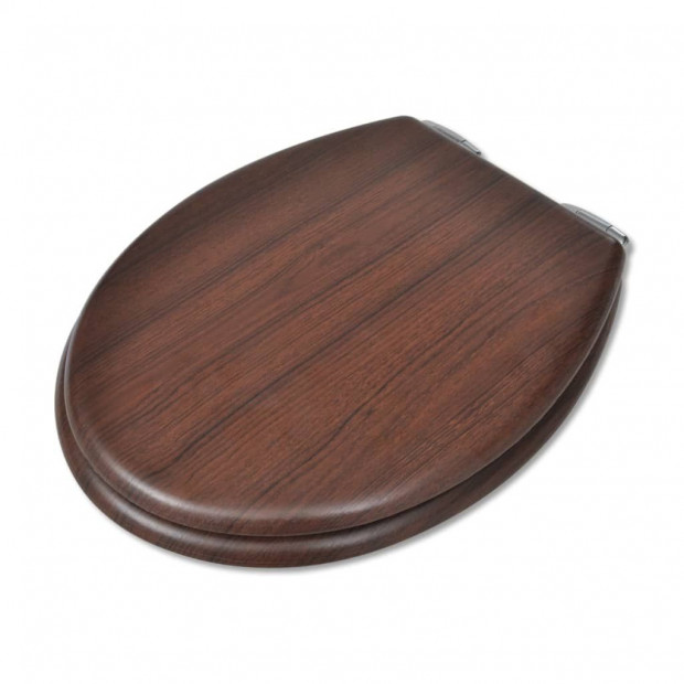 Toilet Seats With Soft Close Lids 2 Pcs Mdf Brown Image 3