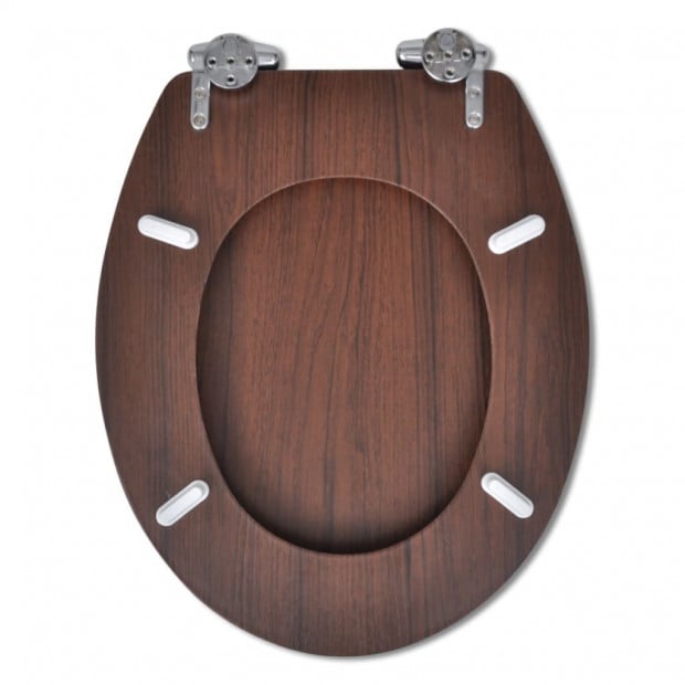 Toilet Seats With Soft Close Lids 2 Pcs Mdf Brown Image 4