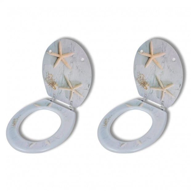Toilet Seats With Hard Close Lids 2 Pcs Mdf Sea Star