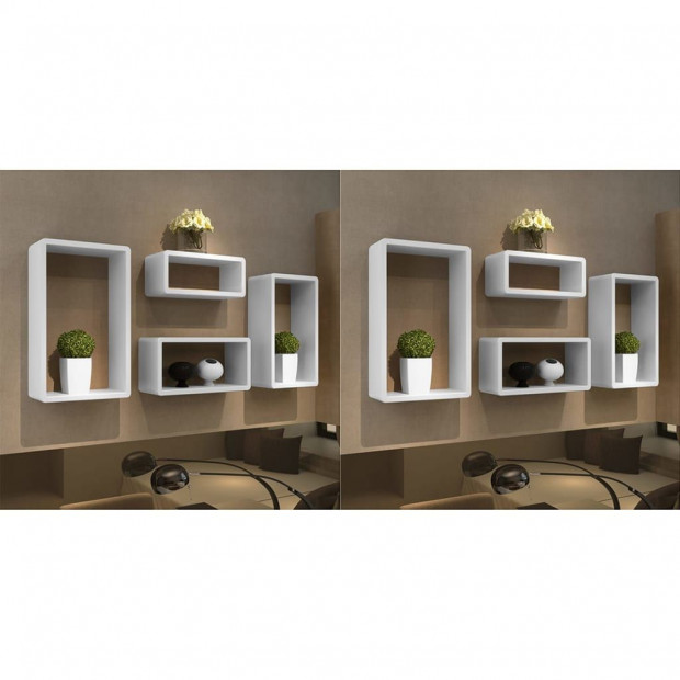 Wall Cube Shelves 8 Pcs White Image 2