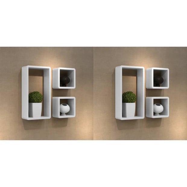Wall Cube Shelves Six Pcs White