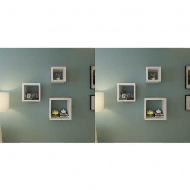Wall Cube Shelves 6 Pcs White