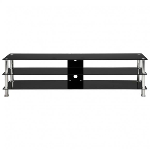 Tv Stand Black 150x40x40 Cm Tempered Glass Image 2