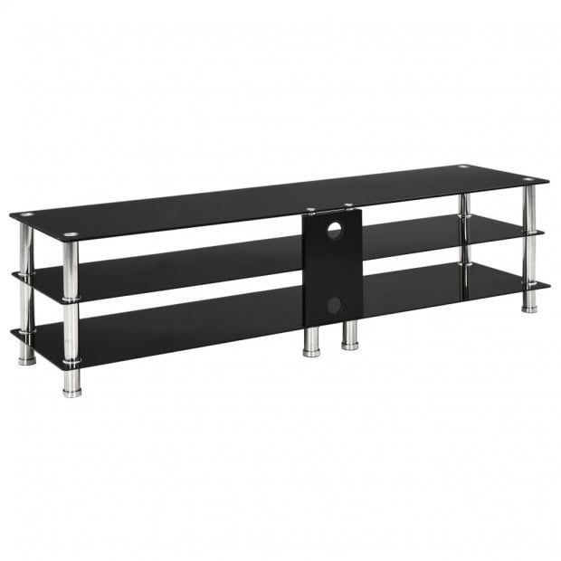 Tv Stand Black 150x40x40 Cm Tempered Glass Image 4