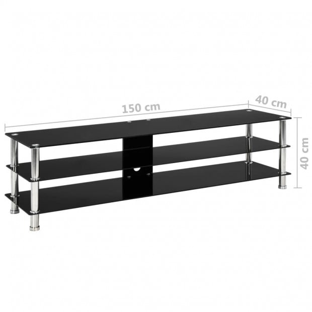 Tv Stand Black 150x40x40 Cm Tempered Glass Image 7