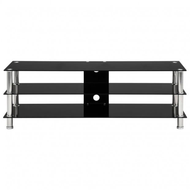 Tv Stand Black 120x40x40 Cm Tempered Glass Image 2