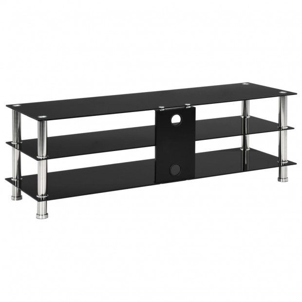 Tv Stand Black 120x40x40 Cm Tempered Glass Image 4