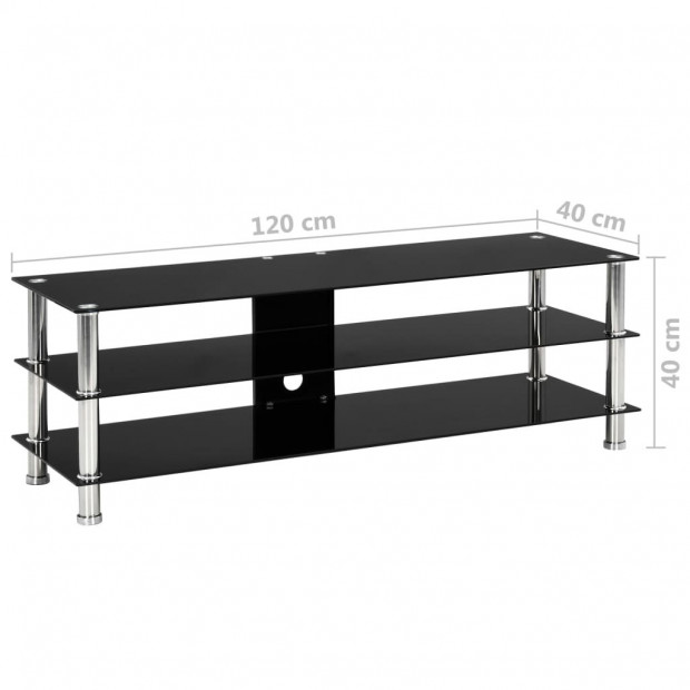 Tv Stand Black 120x40x40 Cm Tempered Glass Image 7