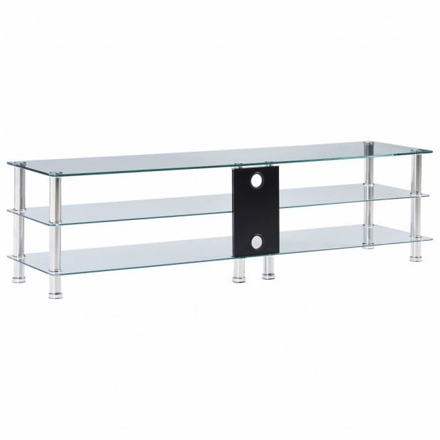 Tv Stand Transparent 150x40x40 Cm Tempered Glass Image 4