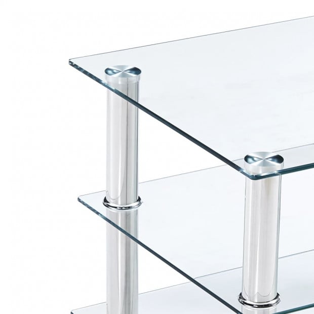 Tv Stand Transparent 150x40x40 Cm Tempered Glass Image 5