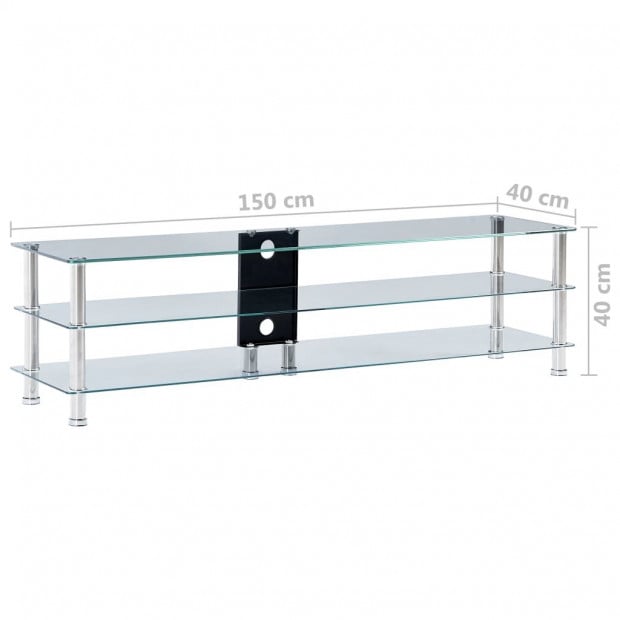 Tv Stand Transparent 150x40x40 Cm Tempered Glass Image 6