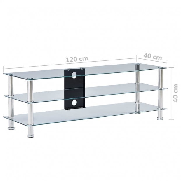 Tv Stand Transparent 120x40x40 Cm Tempered Glass Image 6