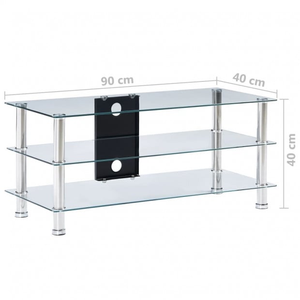 Tv Stand Transparent 90x40x40 Cm Tempered Glass Image 6