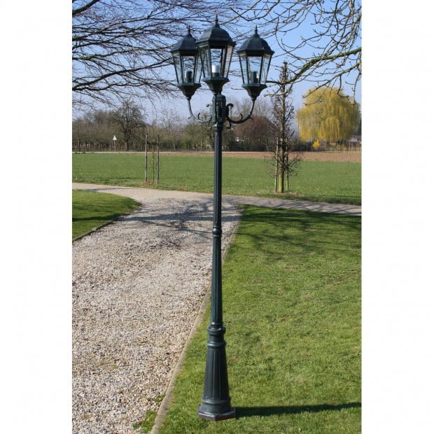 Brighton Garden Light Post 3-arms 230 Cm Dark Green/black Image 2