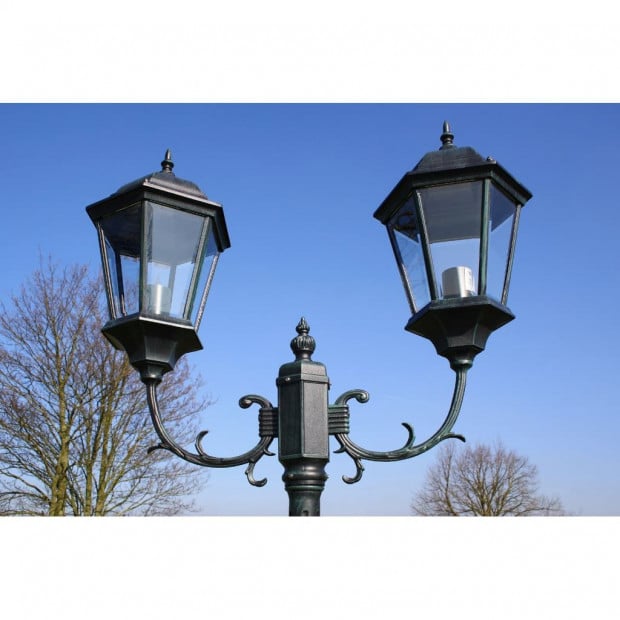 Garden Light Post 2-arms 230 Cm Dark Green/black Aluminium Image 7