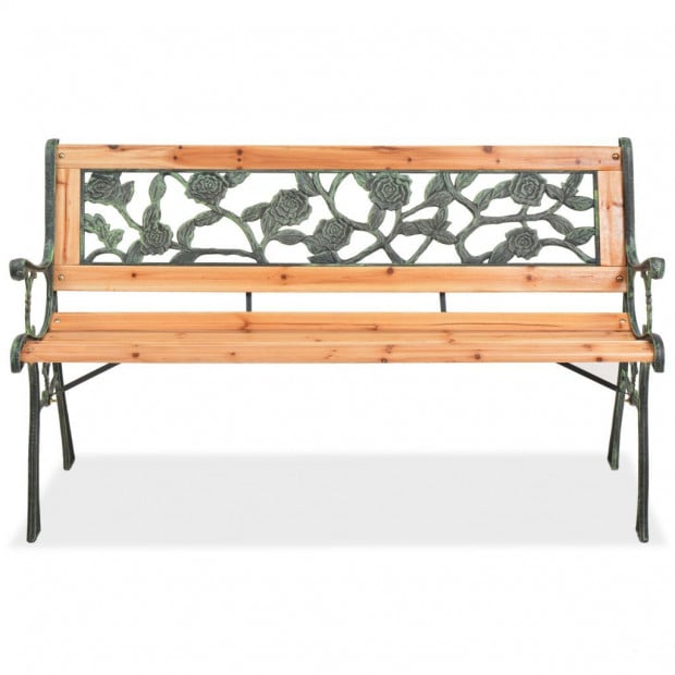 Garden Bench 122 Cm Wood Rose Design Image 2