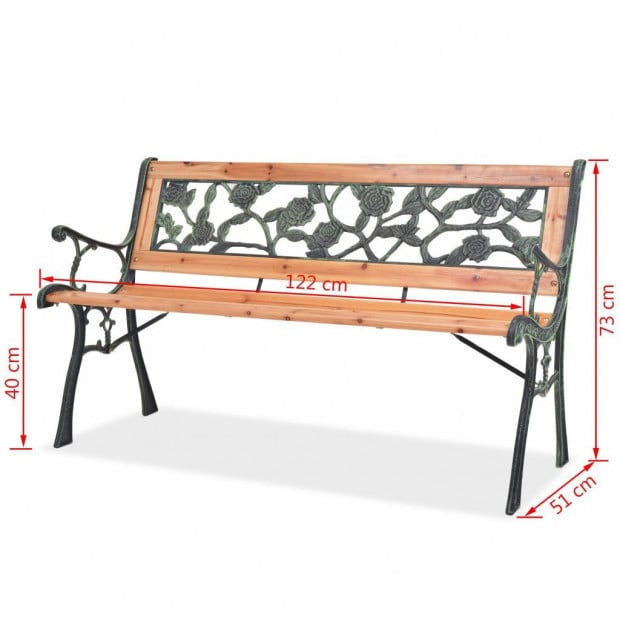 Garden Bench 122 Cm Wood Rose Design Image 7