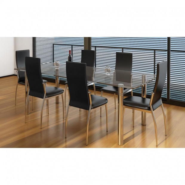 Dining Chairs 6 Pcs Black Faux Leather Image 2