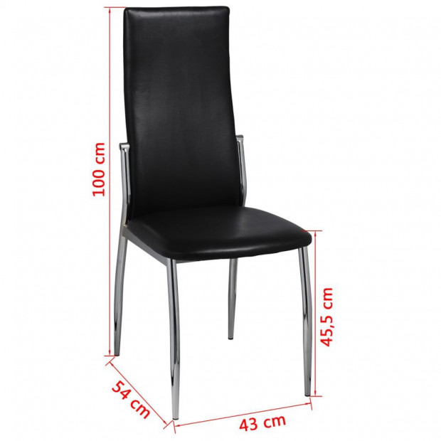 Dining Chairs 6 Pcs Black Faux Leather Image 7