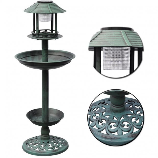 Bird Bath/ Feeder With Solar Light Image 2