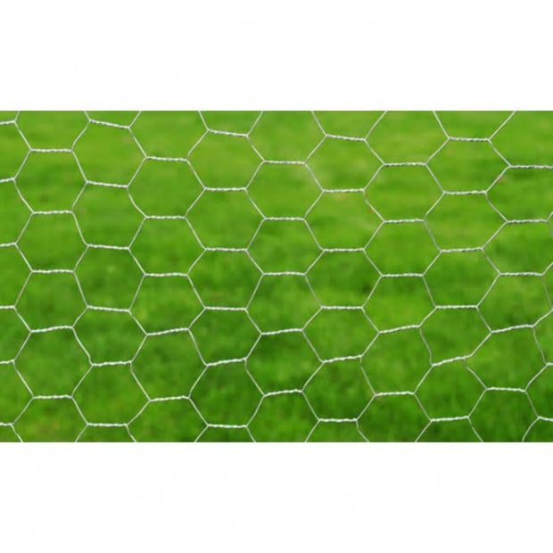 Mesh Fence Galvanised Steel Hexagon 1x25 M Silver Image 3