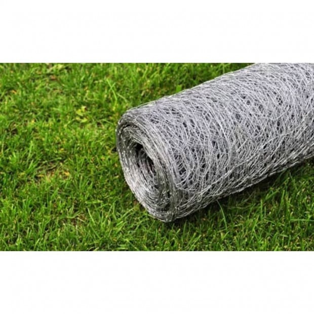 Mesh Fence Galvanised Steel Hexagon 1x25 M Silver Image 4