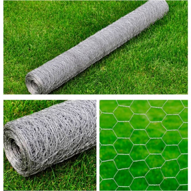 Mesh Fence Galvanised Steel Hexagon 1x25 M Silver Image 5