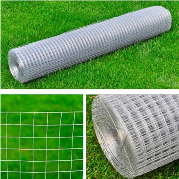 Mesh Fence Galvanised Steel Square 1x25 M Silver Image 5