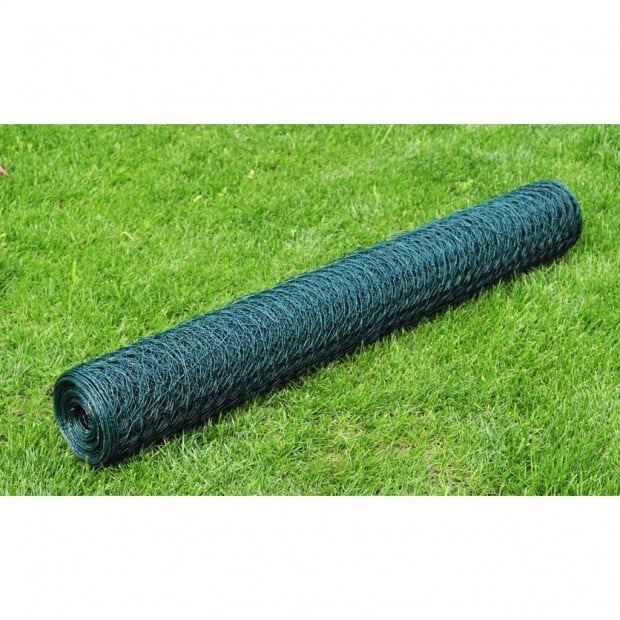 Mesh Fence Galvanised Steel Hexagon 1x25 M Dark Green Image 3