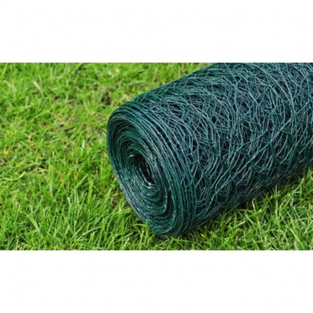 Mesh Fence Galvanised Steel Hexagon 1x25 M Dark Green Image 5