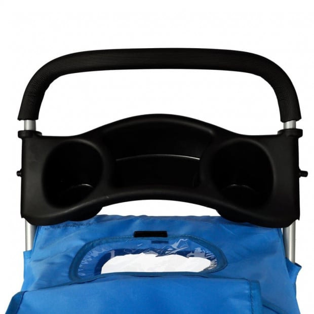 Pet Stroller Travel Carrier Blue Folding Image 4