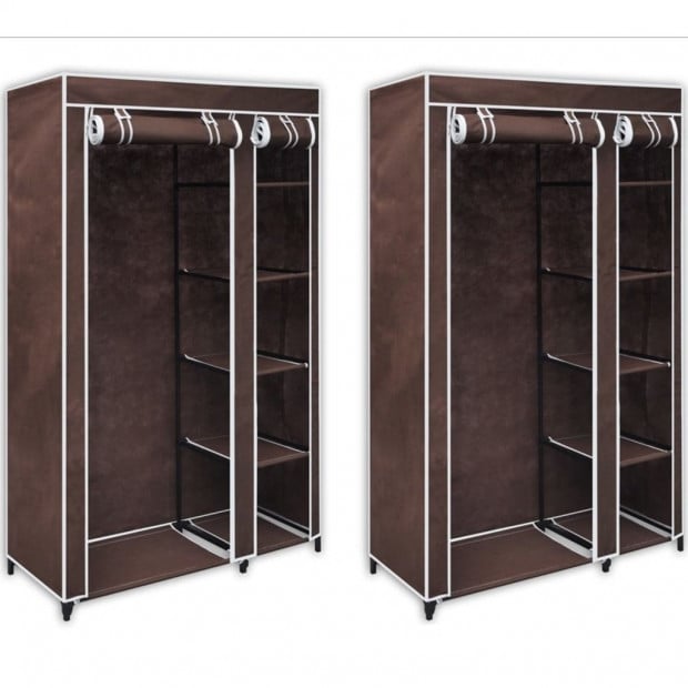 Fabric Wardrobes 2 Pcs Brown Image 8