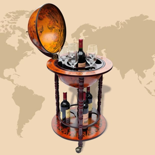Globe Bar Wine Stand Eucalyptus Wood Image 3