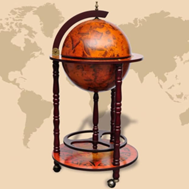 Globe Bar Wine Stand Eucalyptus Wood Image 2