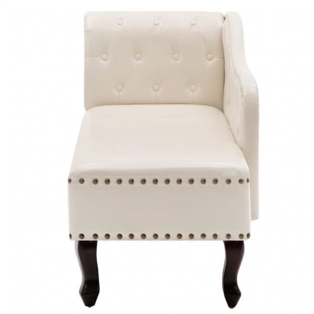 Chaise Longue Cream White Faux Leather Image 4
