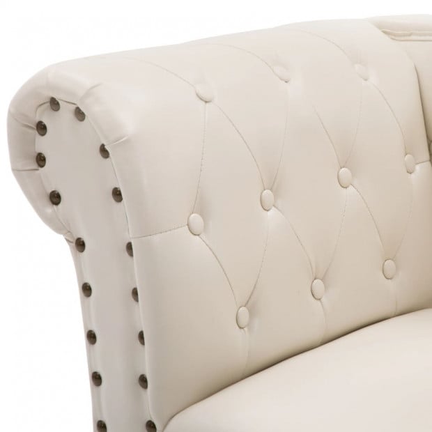 Chaise Longue Cream White Faux Leather Image 5