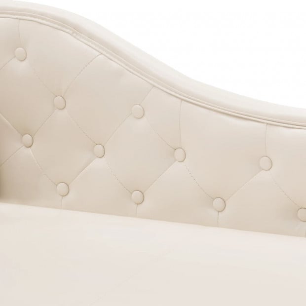 Chaise Longue Cream White Faux Leather Image 6